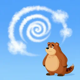 cartoon concept art, clean blue sky, spiral clouds, from the hortons