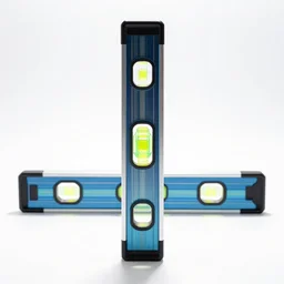 iridescent spirit level, professional product shot, isolated on a pure white background, centered, entire object in frame, sharp focus, soft studio lighting