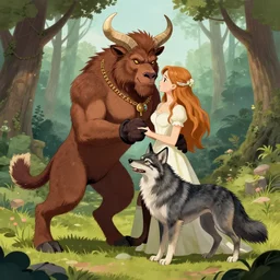 photo a minotaur marrying a werewolf