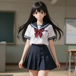 school girl, school uniform, seifuku, pleated miniskirt, battle angel alita. by rembrandt 1 6 6 7, illustration, illustrious makinami, volumetric lighting