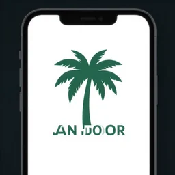 palm tree logo, landor associates, minimalist, flat art, mobile app