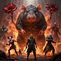 by artgerm and agostino arrivabene, visually stunning, cinematic, ultra realistic, hyper realism, 1 2 k, epic, octane render, unreal engine, vfx, maya, mortal coil, hellfire, giant rat, imp master, timber wolf, bloodbloom, corruption, knife juggler, wee whelp, voidwalker