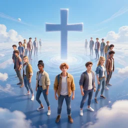 the young crew cross the multiversal plane into a better future, digital art, stunning detail