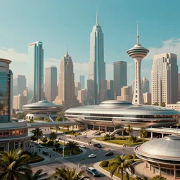retrofuturist city, 1 9 5 0's sci - fi style,