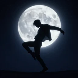 man dancing in the moonlight, digital art