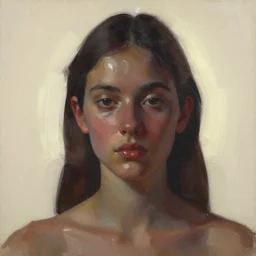 impasto quick minimalist painterly sketch, in rich glossy oil paint of a close up of a girls face mostly in the dark with light behind, claire tabouret