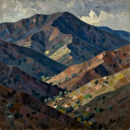 lakeside mountains, by piet mondrian