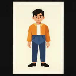 screen print full body portrait film grain 1 9 6 0 s advertising art low poly character design