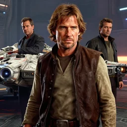 portrait of han solo on the millennium falcon, harrison ford,, star wars, gta v, hyper realistic, ambient lighting, concept art, intricate, hyper detailed, smooth, action, volumetric lighting, george lucas, arney fretag, ralph mcquarrie, octane