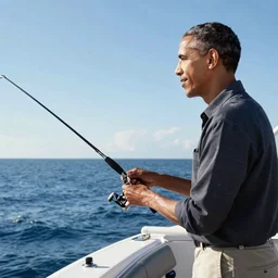 a scene of obama fishing on the boat, star wars ( 1 8 7 5 )