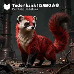 * tail * a handsome weasel bandit furry red - and - black male fursona animal, smirking, posed on a gritty industrial background by peder balke, dark industrial fantasy, furry art, tumblr contest winner, furry's fursona has a ^ tail * tail * a swaying weasel tail