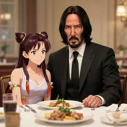 John Wick dining with Ahri