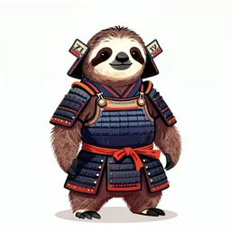 illustration of a sloth wearing traditional samurai armor