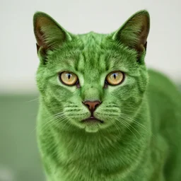 green cat photorealistic