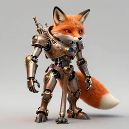 robot fox, steampunk style, digital art