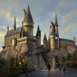beautiful matte painting of hogwarts school shooting by james gurney and marc simonneti, trending on artstation