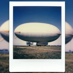 Polaroid photo inside of a giant zeppelin in the 1970's colored , award winning