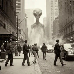 vintage photo ( 1 9 3 6 ) of alien invasion in new york