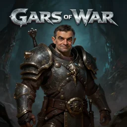 Mister Bean in Gears of War cover art, ultra wide lens shot, pretty, beautiful, DnD character art portrait, matte fantasy painting, eerie, DeviantArt Artstation, by Jason Felix by Steve Argyle by Tyler Jacobson by Peter Mohrbacher, cinematic lighting