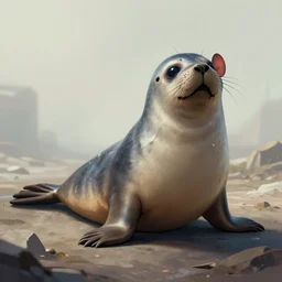 seal mouse chimera, post apocalyptic, award winning digital art, featured on artstation