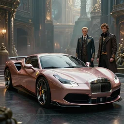 an super sportive car designed by ferrari and rolls - royce, kingsman, artstation, an epic fantasy, cinematic lighting, hyper realistic, photographic, sharp focus, by greg rutkowski and wolp