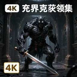 [ horrific anthropomorphic pitch black muscular creature with glowing white eyes, holding a sword ]! standing in an [ immensely dark corridor ]!, digital art style, concept art, trending on [ artstation ], contest winner, award winning, 4 k quality