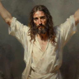 Gérard Depardieu as the Christ, digital painting, artstationHQ