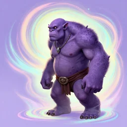 side portrait, orc troll druid, purple skin, gloomhaven, luminescent, colorful swirly magic ripples, pastel colors, by greg manchess, huang guangjian, gil elvgren, sachin teng, greg rutkowski, jesper ejsing, ilya kuvshinov