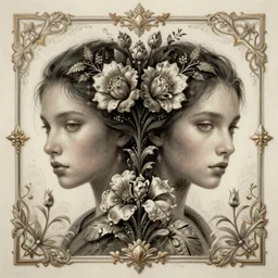 symmetry portrait of floral, borderlands 3, psycho, intricate, elegant, highly detailed, digital painting arts