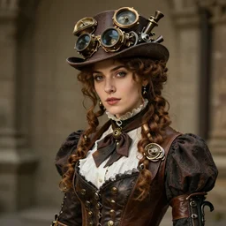 “ beautiful portrait of a victorian steampunk woman. ”