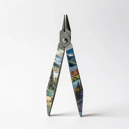 origami-style tongs, studio product photography, isolated on a pure white background, centered, entire object in frame, sharp focus, soft studio lighting