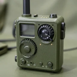 photograph of a military radio, dials and tiny lights, hdr, 4 k