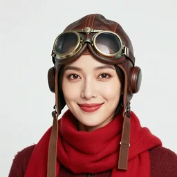 portrait of friendly woman wearing old leather aviator helmet and steampunk goggles and scarf, red tones, detailed drawing, smooth and sharp black outlines, flat inked colors, scratched shadow, moebius, jean giraud, frank miller