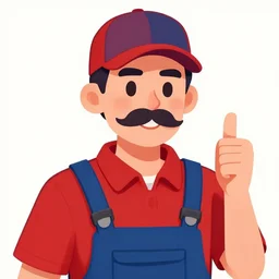 a plumber with a moustache and a hat saying M wearing a red shirt and blue vest jumping into a green tube, award winning, trending on artstation, unreal engine