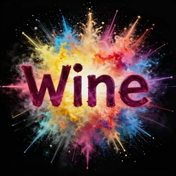 colorful chemical explosion around the word wine by nicolas delort