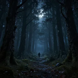 8 k hd detailed octane render of a haunted forest at midnight