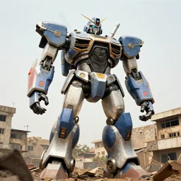 giant mecha ROBOT of AJEGUNLE_SLUMS of Lagos, writing on robot,