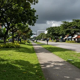 manila baywalk, wide, green, many activities, clean, linear park, concept art, artstation