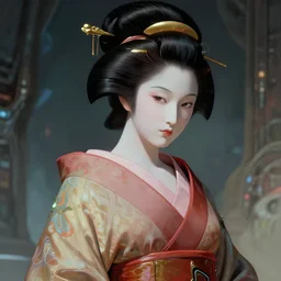 geisha, science fiction, epic, extremely detailed, sharp focus, smooth, by wayne barlowe, by stalenhag