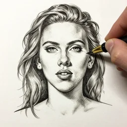 scarlett johansson carved ink by gustave dore, her face is engraved too