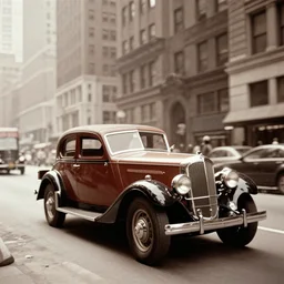 a highly detailed, vintage, grainy photo of flying cars in new york city ( 1 9 3 6 )