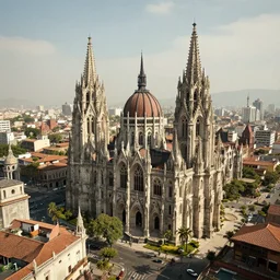 fictional city in south america with gothic architecture, very details, photorealistic, hype realistic, cinematic