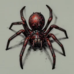 disturbing grunge image of a demon infested spider. horror colored ink art, by greg tocchini, by tom bagshaw, by henry asencio, by kikuchi hideyuki, white red, black, crimson and grey gradient color scheme