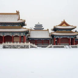Chinese ancient buildings is frozen