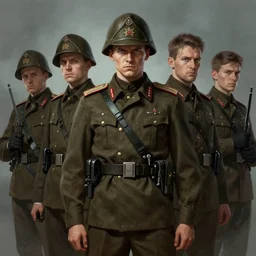 portrait of a russian army, tragic, military art, fantasy, hd shot, digital portrait, beautiful, artstation, comic style, by artgerm, guy denning, jakub rozalski, magali villeneuve and charlie bowater