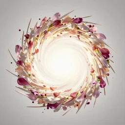 Flower storm portrait, vortex of petals and radiant light, in the style of WLOP and tony sart