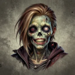 color head portrait of katarina radivojevic grinning as a zombie, 7 days to die zombie, gritty background, fine art, award winning, intricate, elegant, sharp focus, cinematic lighting, digital painting, 8 k concept art, art by michael hussar, art by brom, art by guweiz and z. w. gu, 8 k