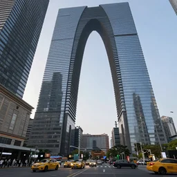 I can see a giant seen from below its legs in the big city. beautiful, realistic, 4K