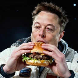 elon musk eating burger in space, hd photo