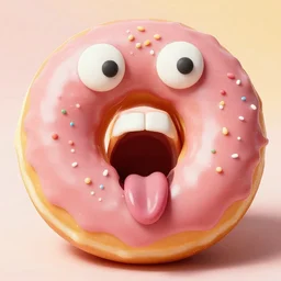 photo of a screaming donut